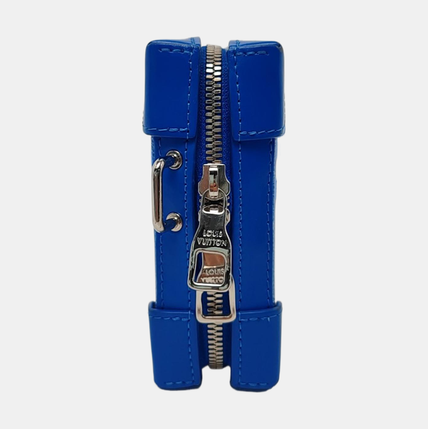 LOUIS VUITTON WALLET TRUNK Blue Coated Canvas Monogram Printed Sling Bag Handbag Single Shoulder Bag Silver Hardware Removable Strap-(SKU)-956381816