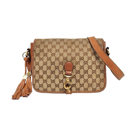 GUCCI Trunk Brown Canvas Old Flower Single Shoulder Bag Tote Bag Golden hardware-(SKU)-13447280