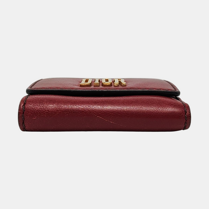 DIOR Burgundy Calfskin Leather Wallet Golden hardware-(SKU)-956370493