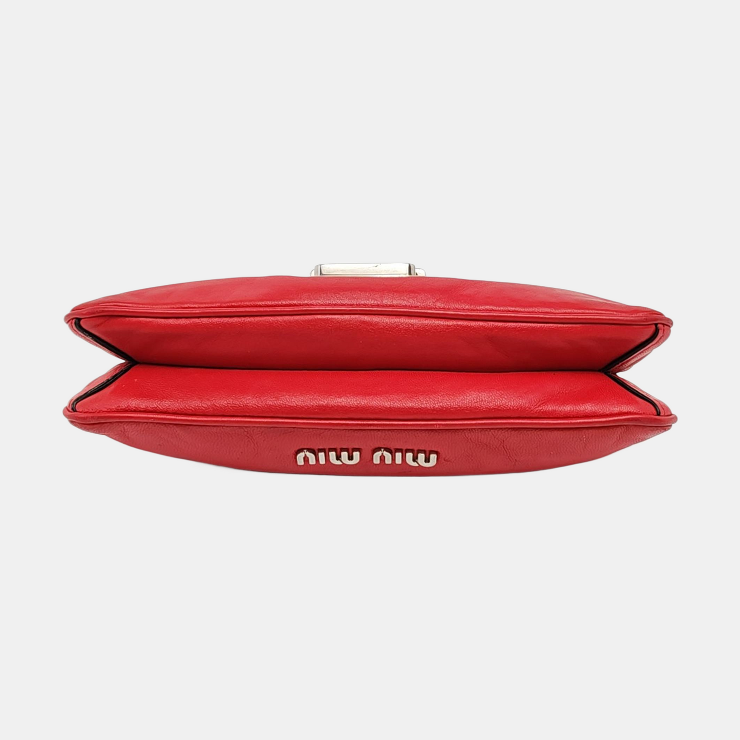 Miu Miu mini Red Calf Leather Crossbody Shoulder Bag Tote Silver Hardware Removable shoulder strap-(SKU)-956465085