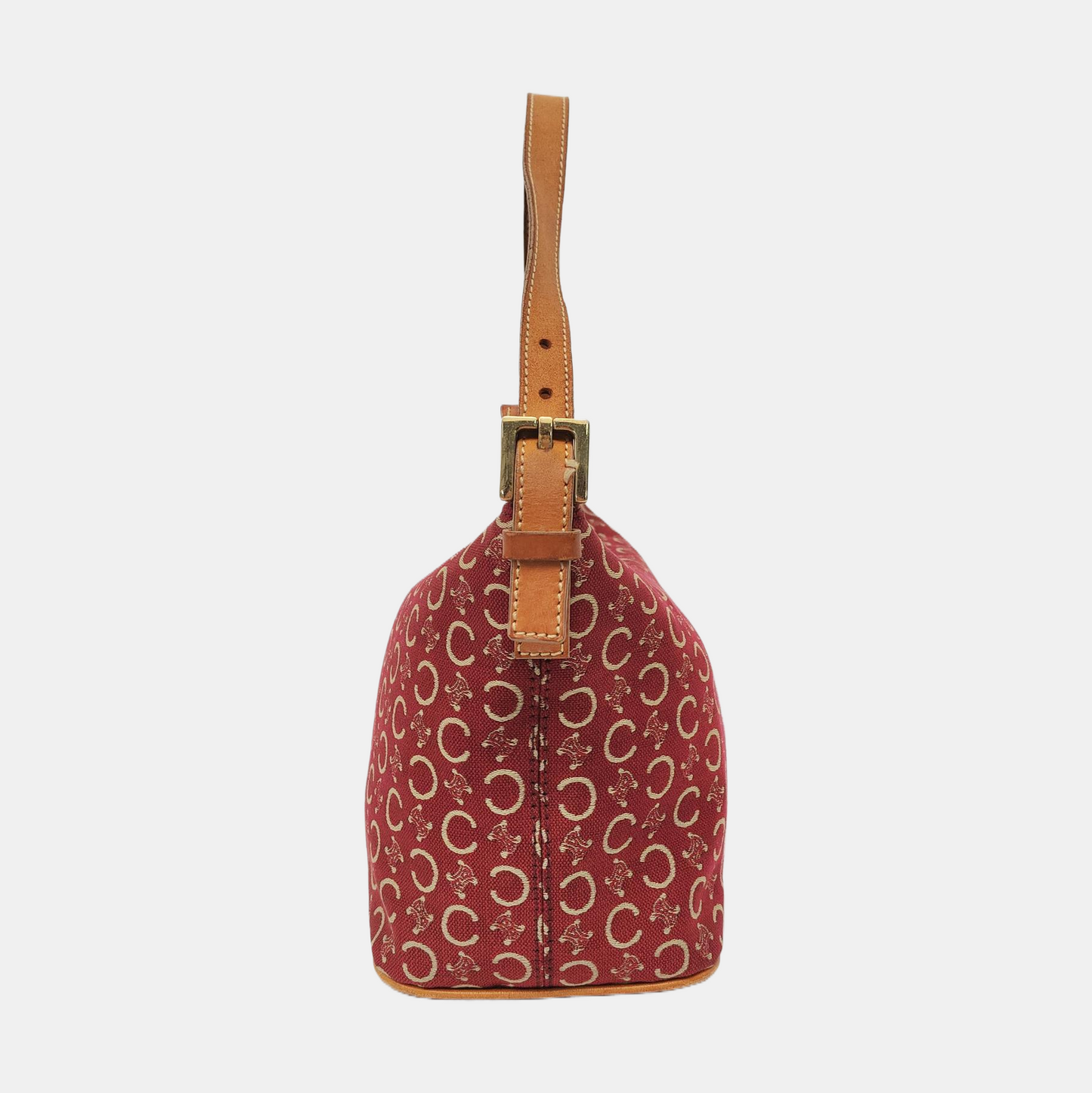 CELINE Red Canvas Triumph Handbag Golden hardware Removable shoulder strap-(SKU)-956322936