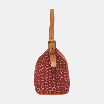 CELINE Red Canvas Triumph Handbag Golden hardware Removable shoulder strap-(SKU)-956322936