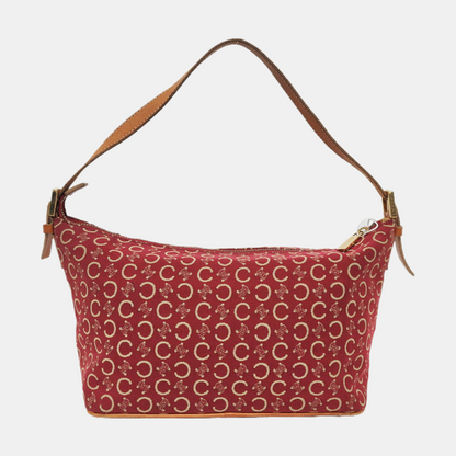 CELINE Red Canvas Triumph Handbag Golden hardware Removable shoulder strap-(SKU)-956322936