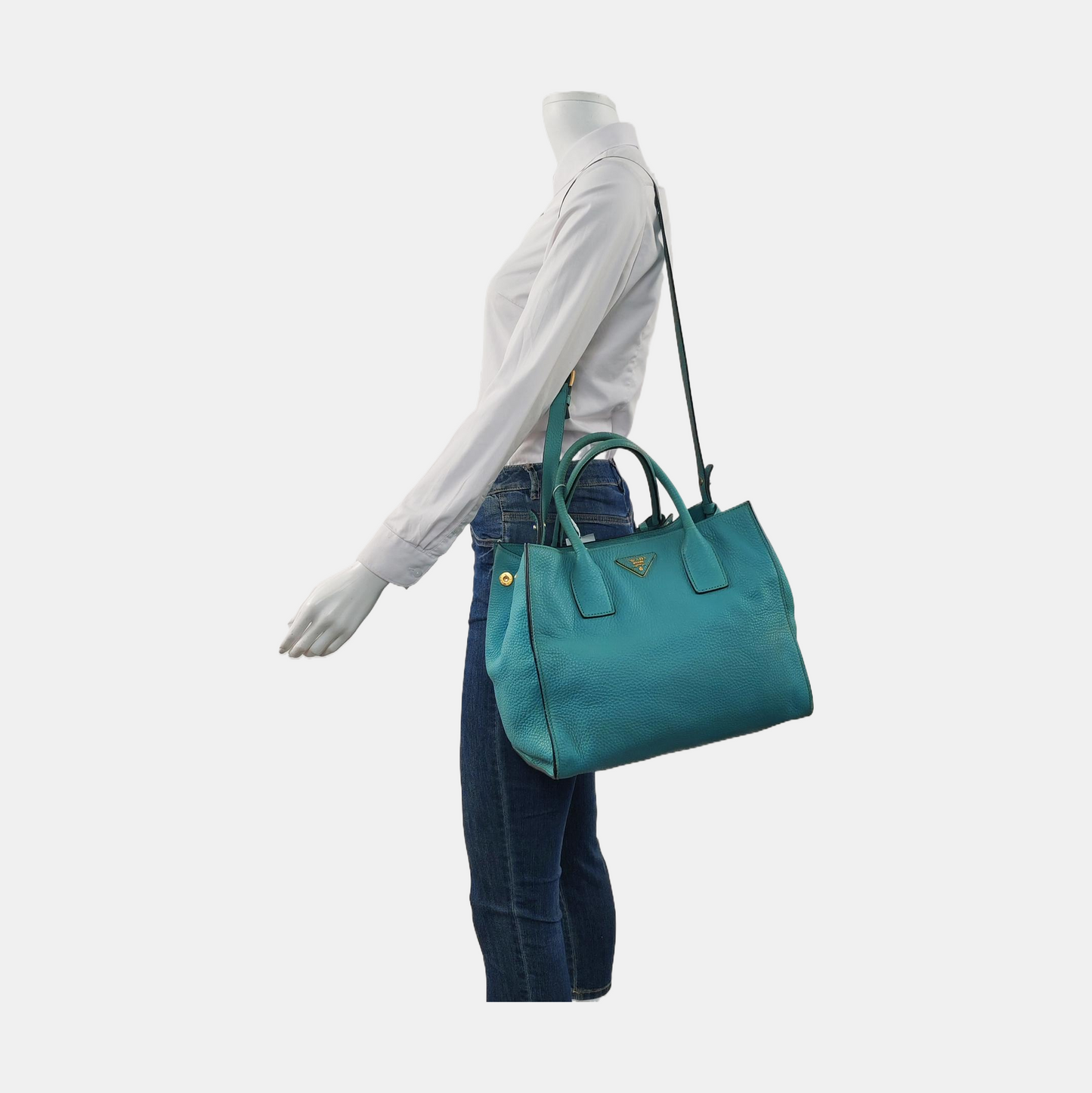 PRADA Twin Blue Cowhide Logo Single Shoulder Bag Handbag Crossbody Bag Ruthenium color hardware Removable shoulder strap-(SKU)-956216125
