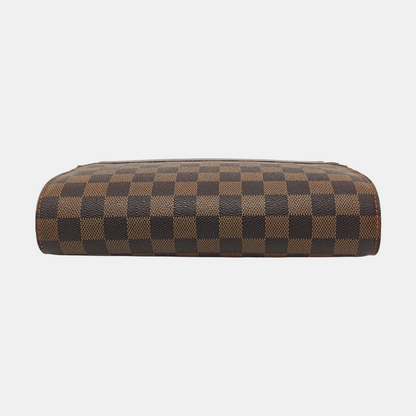 LOUIS VUITTON SAINT LOUIS Brown Coated Canvas Checkered Handbag Golden hardware-(SKU)-956148257