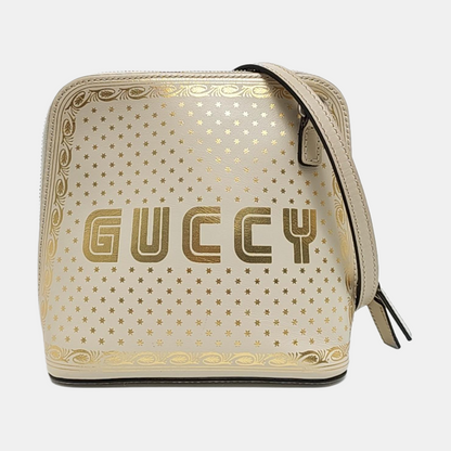 GUCCI Gucci x Sega mini White Cowhide Printed Single Shoulder Bag Crossbody Bag Silver Hardware Removable shoulder strap-(SKU)-956051089