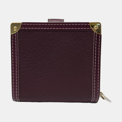 LOUIS VUITTON INTERNATIONAL Burgundy Lamb Leather Wallet Golden hardware-(SKU)-956129295
