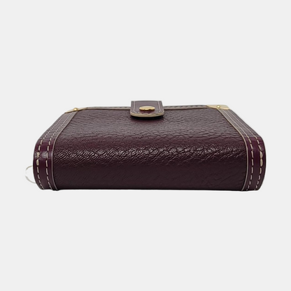 LOUIS VUITTON INTERNATIONAL Burgundy Lamb Leather Wallet Golden hardware-(SKU)-956129295