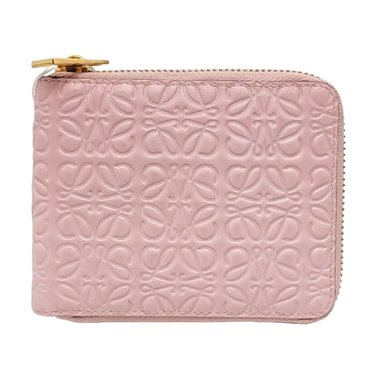 LOEWE Pink Cowhide Embossed Vintage Wallet Golden hardware-(SKU)-956396873