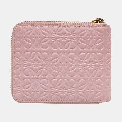 LOEWE Pink Cowhide Embossed Vintage Wallet Golden hardware-(SKU)-956396873