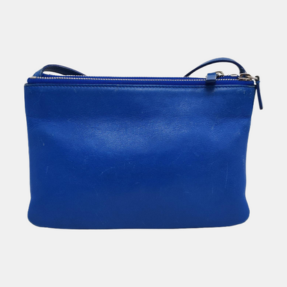 CELINE TRIO Small size Blue Lamb Leather Single Shoulder Bag Crossbody Bag Silver Hardware-(SKU)-956504189
