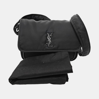 YSL NIKI Small Black Nylon Crossbody Bag with Black Hardware-(SKU)-956526732
