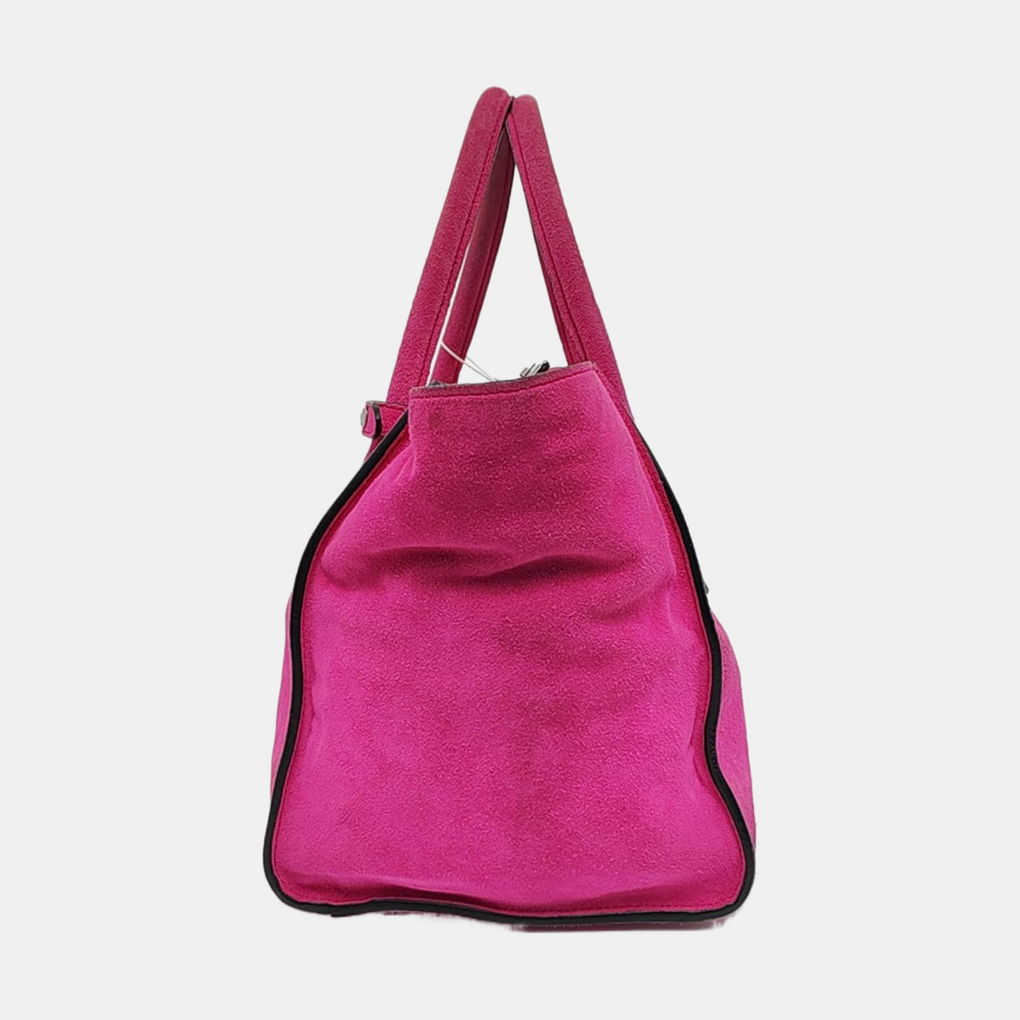 PRADA Pink Suede Logo Single Shoulder Bag Crossbody Tote Silver Hardware Removable shoulder strap-(SKU)-956356987