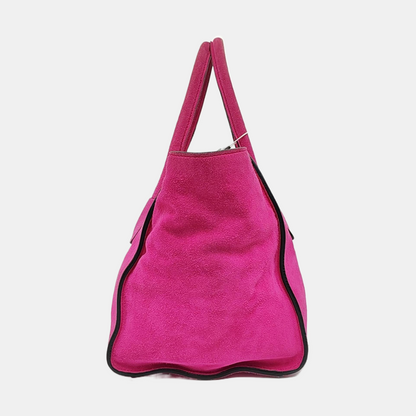 PRADA Pink Suede Logo Single Shoulder Bag Crossbody Tote Silver Hardware Removable shoulder strap-(SKU)-956356987