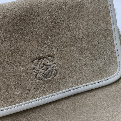 LOEWE Khaki Suede Leather Embossed Crossbody Shoulder Bag Golden hardware-(SKU)-956397205