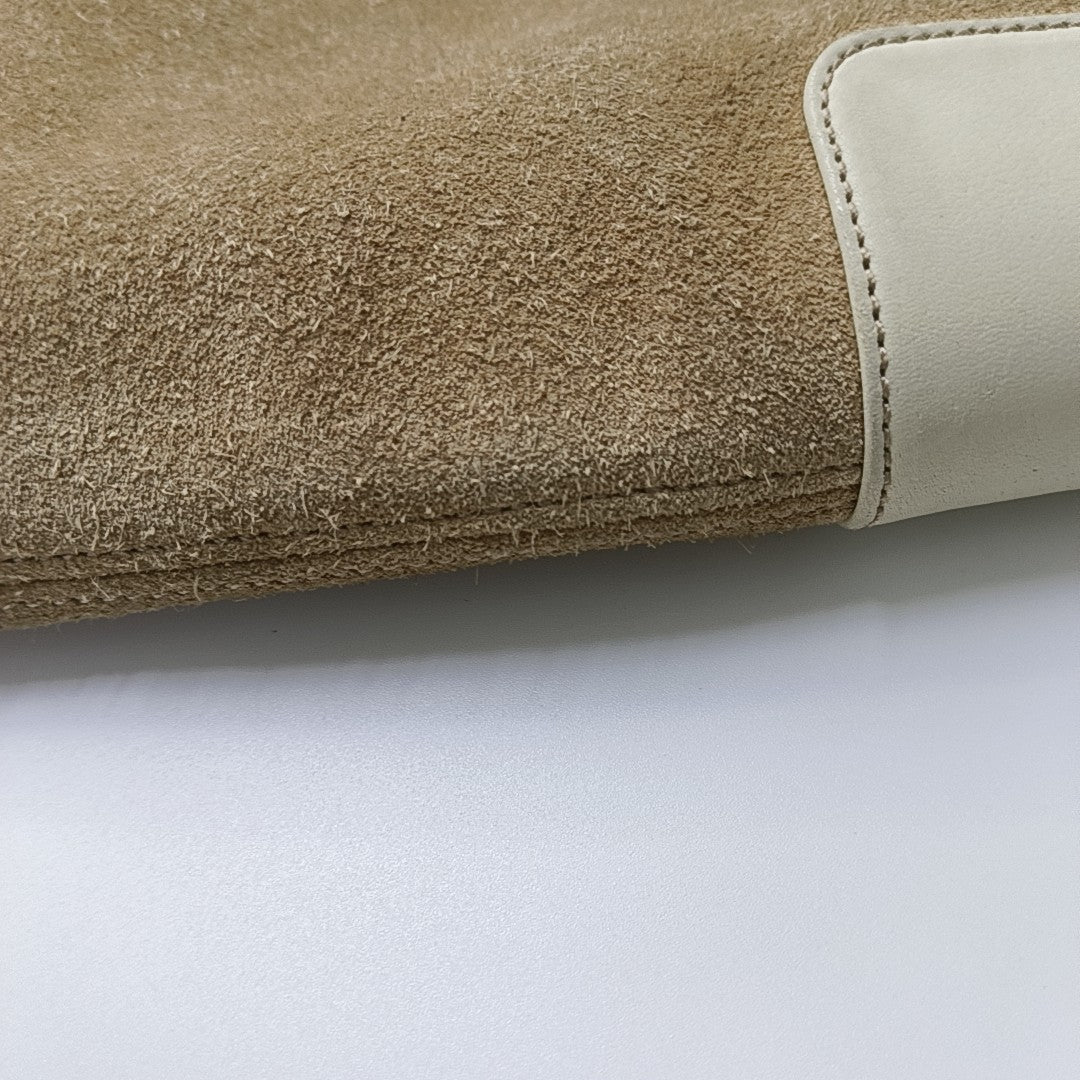 LOEWE Khaki Suede Leather Embossed Crossbody Shoulder Bag Golden hardware-(SKU)-956397205