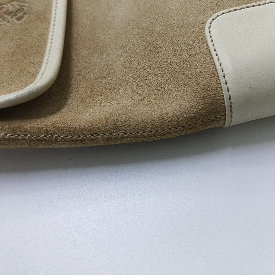 LOEWE Khaki Suede Leather Embossed Crossbody Shoulder Bag Golden hardware-(SKU)-956397205