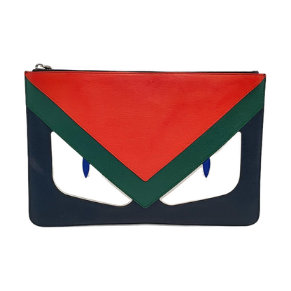 FENDI Monster Multicolor Leather Mini Monster Clutch Silver Hardware-(SKU)-956597512