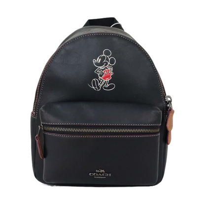 COACH CHARLIE Black Leather Backpack Shoulder Bag Golden hardware-(SKU)-950368731