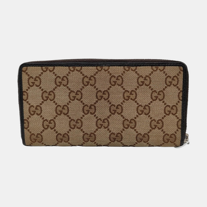 GUCCI Brown Canvas Monogrammed Wallet Silver Hardware-(SKU)-956655178