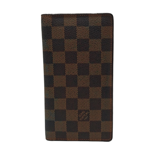 LOUIS VUITTON BRAZZA Brown Coated Canvas Checkered Wallet-(SKU)-956603355