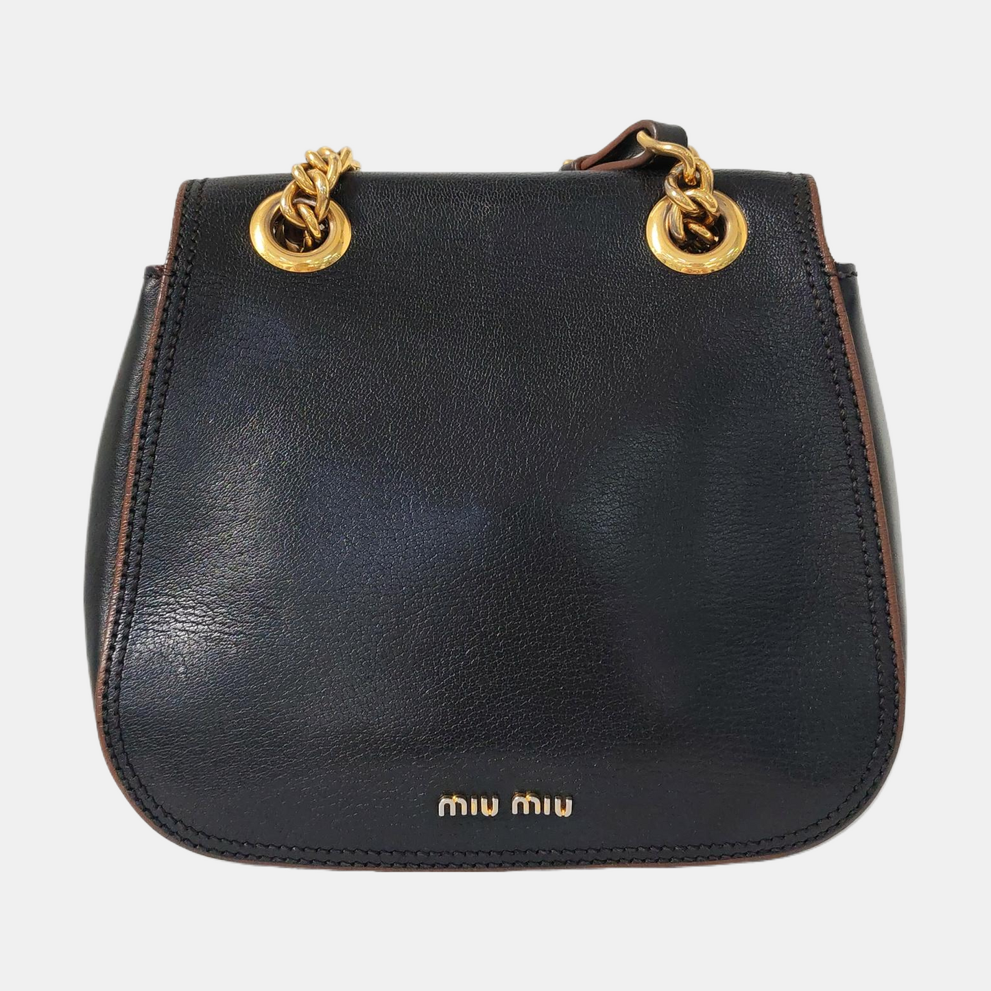Miu Miu Dahlia Black Cowhide Single Shoulder Bag Crossbody Bag Golden hardware-(SKU)-956647295