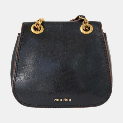 Miu Miu Dahlia Black Cowhide Single Shoulder Bag Crossbody Bag Golden hardware-(SKU)-956647295