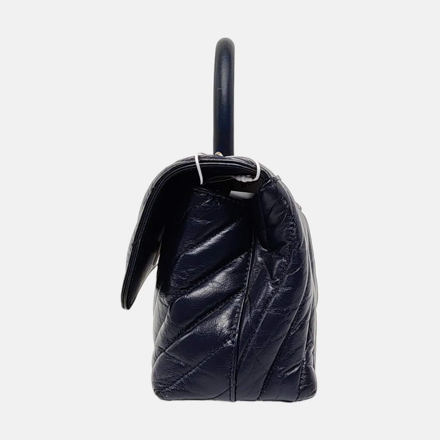 CHANEL COCO HANDLE Small Navy Blue Leather Quilted V Pattern Shoulder Bag with Detachable Strap, Gold Hardware, 26 Clasp-(SKU)-956703810