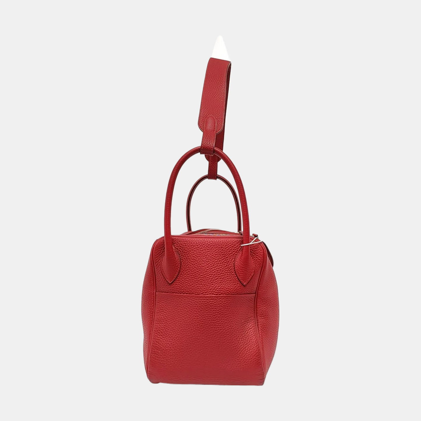 HERMÈS Lindy 34 Flag Red Clemence Leather Shoulder Bag Tote Bag Silver Hardware 🅀 Clasp-(SKU)-956096162