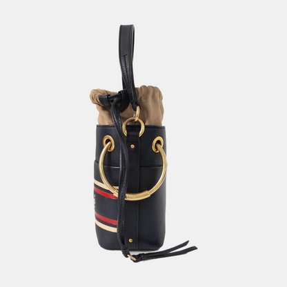 Chloé Roy Black Cowhide Printed Single Shoulder Bag, Handbag, and Crossbody Golden hardware Removable shoulder strap-(SKU)-956715816