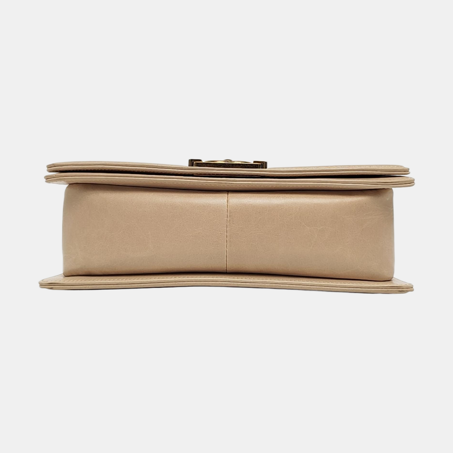 CHANEL BOY CHANEL Medium Beige Calfskin Quilted Shoulder Bag Crossbody Bag with Detachable Strap Gold Hardware-(SKU)-956099870