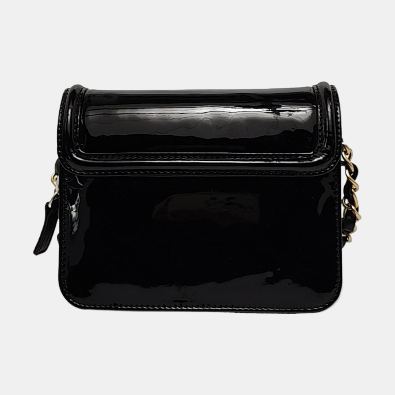 CHANEL 2.55 Black Patent Leather Single Shoulder Bag Crossbody Bag Golden Hardware 12 Clasp-(SKU)-956888916