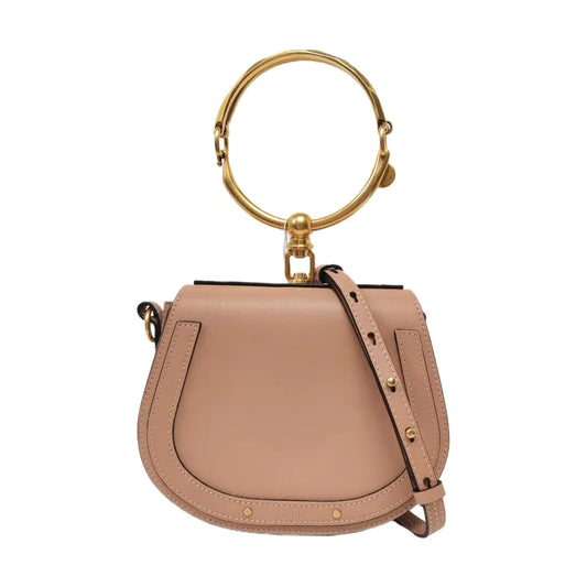 Chloé Nile Small size Nude Pink Cow Leather Shoulder Bag with Shoulder Strap Golden hardware Removable shoulder strap-(SKU)-956893921