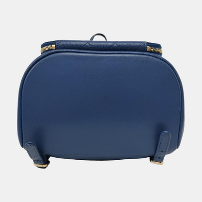 CHANEL BUSINESS AFFINITY Deep Blue Quilted Leather Grained Double Shoulder Bag with Gold Hardware 23 opening-(SKU)-956086106