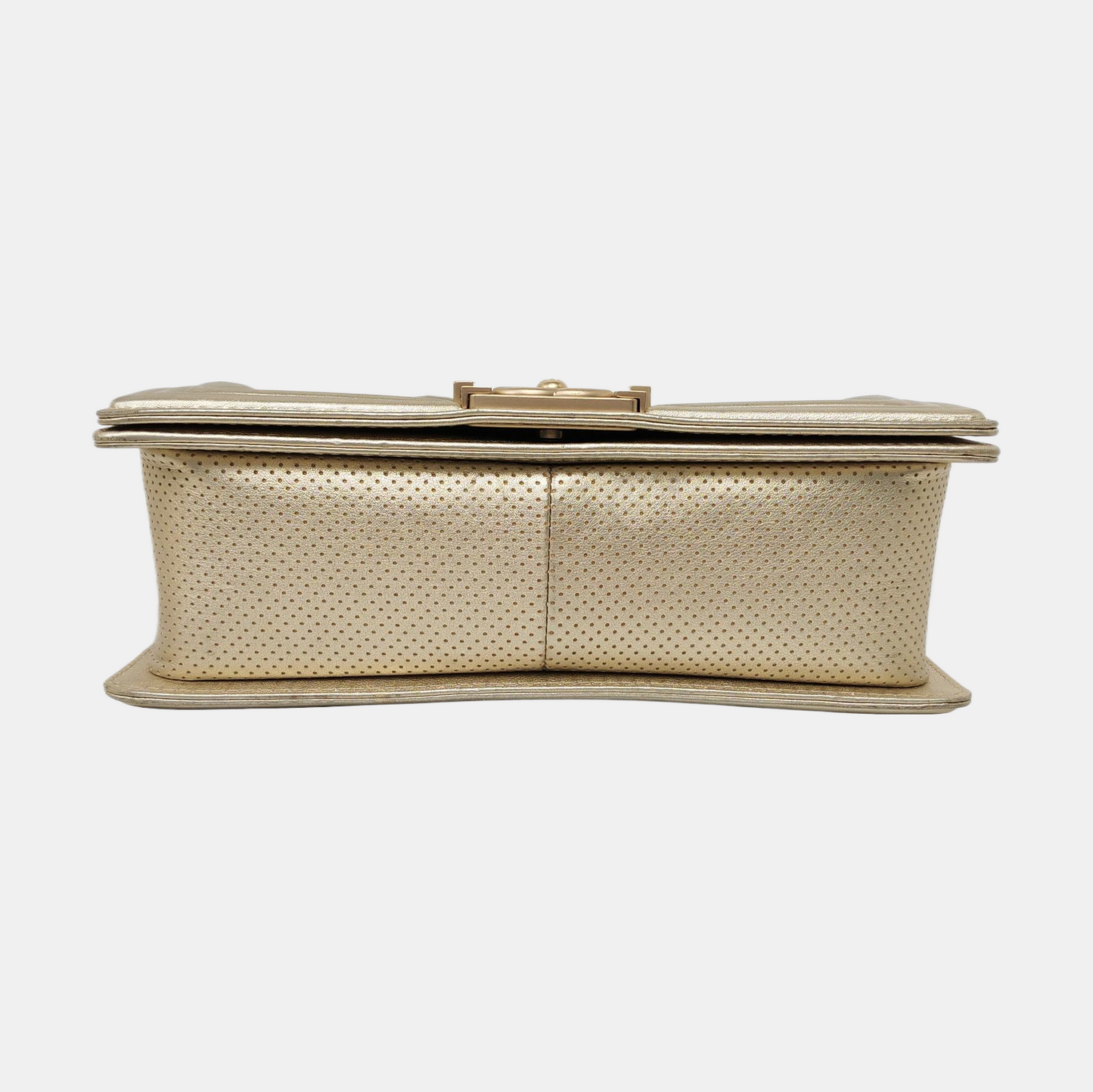 CHANEL BOY CHANEL Medium Size Champagne Calfskin Quilted Crossbody Bag Shoulder Bag Golden Hardware 20 Opening Removable Strap-(SKU)-956086574