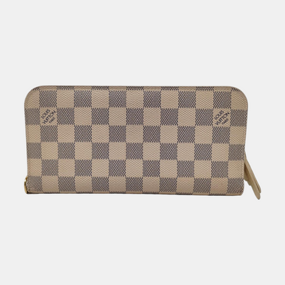 LOUIS VUITTON White Coated Canvas Checkered Wallet Golden hardware-(SKU)-956774452