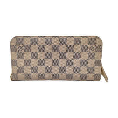 LOUIS VUITTON White Coated Canvas Checkered Wallet Golden hardware-(SKU)-956774452