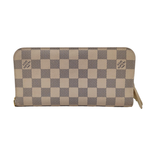 LOUIS VUITTON White Coated Canvas Checkered Wallet Golden hardware-(SKU)-956774452