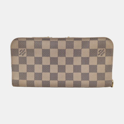 LOUIS VUITTON White Coated Canvas Checkered Wallet Golden hardware-(SKU)-956774452