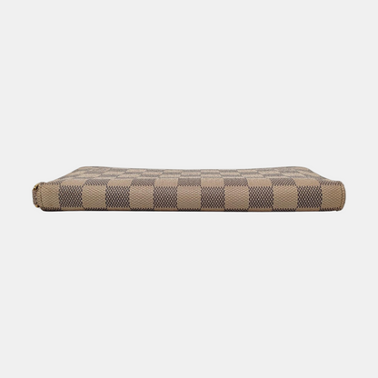 LOUIS VUITTON White Coated Canvas Checkered Wallet Golden hardware-(SKU)-956774452