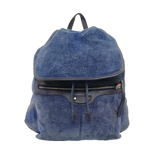 BALENCIAGA Classic City Blue Suede Leather Studs Backpack Silver Hardware-(SKU)-956769787