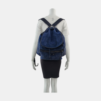 BALENCIAGA Classic City Blue Suede Leather Studs Backpack Silver Hardware-(SKU)-956769787