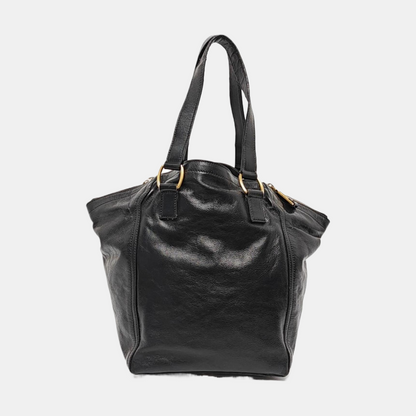 YSL Black Cowhide Studs Tote Handbag Golden hardware-(SKU)-956655184