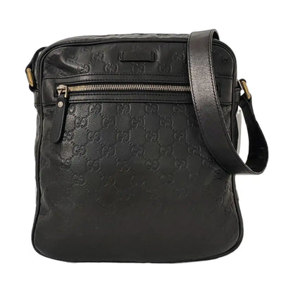 GUCCI GG Imprime Black Leather Monogrammed Single Shoulder Crossbody Bag Golden hardware-(SKU)-956855530