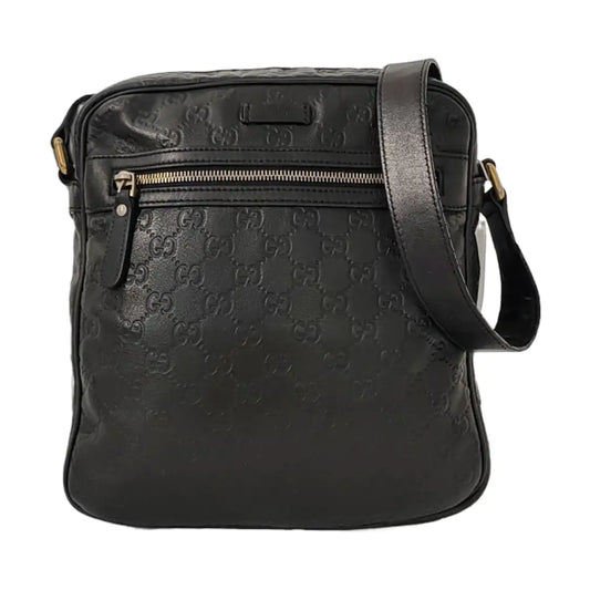 GUCCI GG Imprime Black Leather Monogrammed Single Shoulder Crossbody Bag Golden hardware-(SKU)-956855530