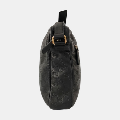 GUCCI GG Imprime Black Leather Monogrammed Single Shoulder Crossbody Bag Golden hardware-(SKU)-956855530