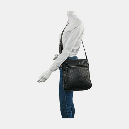 GUCCI GG Imprime Black Leather Monogrammed Single Shoulder Crossbody Bag Golden hardware-(SKU)-956855530