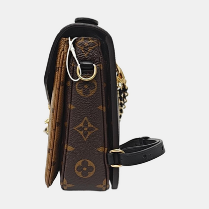 LOUIS VUITTON MÉTIS Brown Coated Canvas Monogram Lock Bag Backpack Golden Hardware 2 Removable Shoulder Straps-(SKU)-956880001