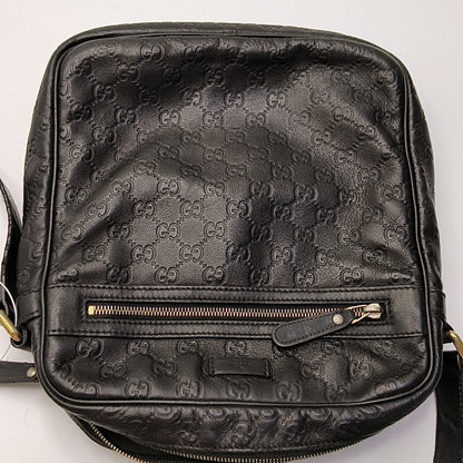 GUCCI GG Imprime Black Leather Monogrammed Single Shoulder Crossbody Bag Golden hardware-(SKU)-956855530