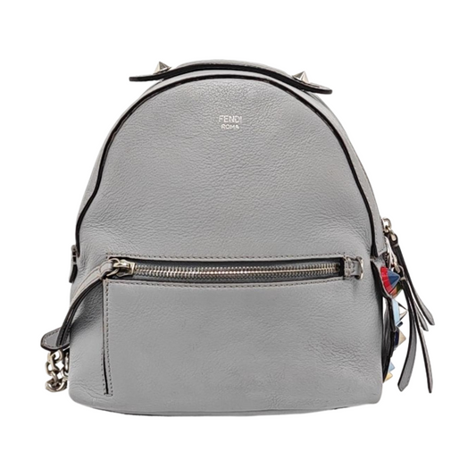 FENDI Blue Cowhide Backpack Silver Hardware-(SKU)-956994945